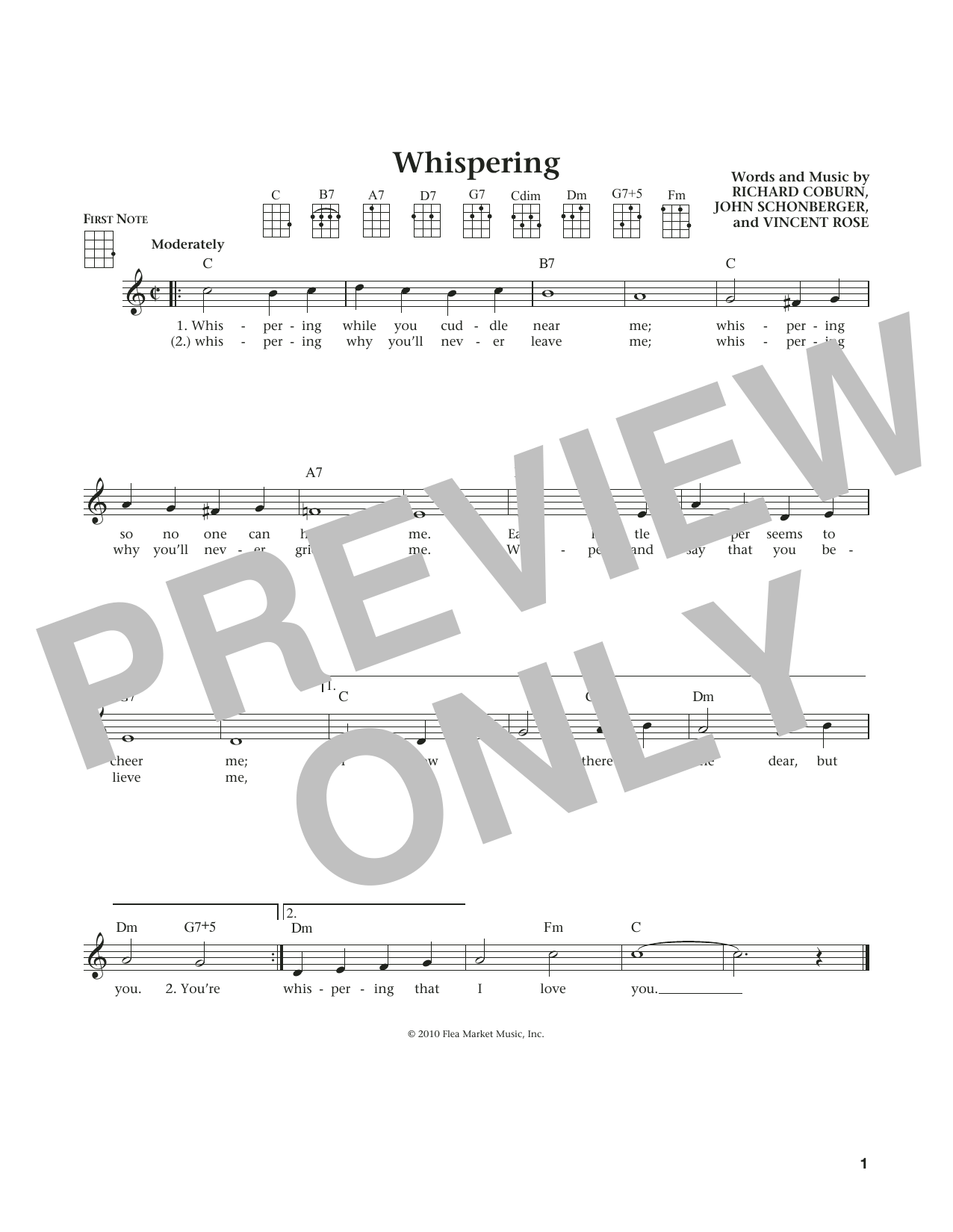 Download John Schonberger Whispering (from The Daily Ukulele) (ar Sheet Music