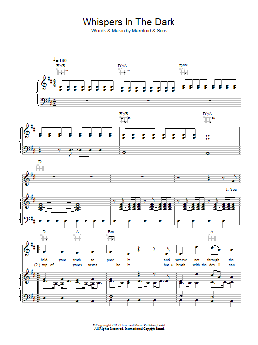 Download Mumford & Sons Whispers In The Dark Sheet Music