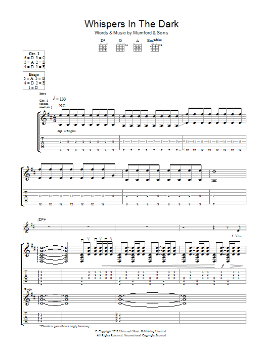 Download Mumford & Sons Whispers In The Dark Sheet Music
