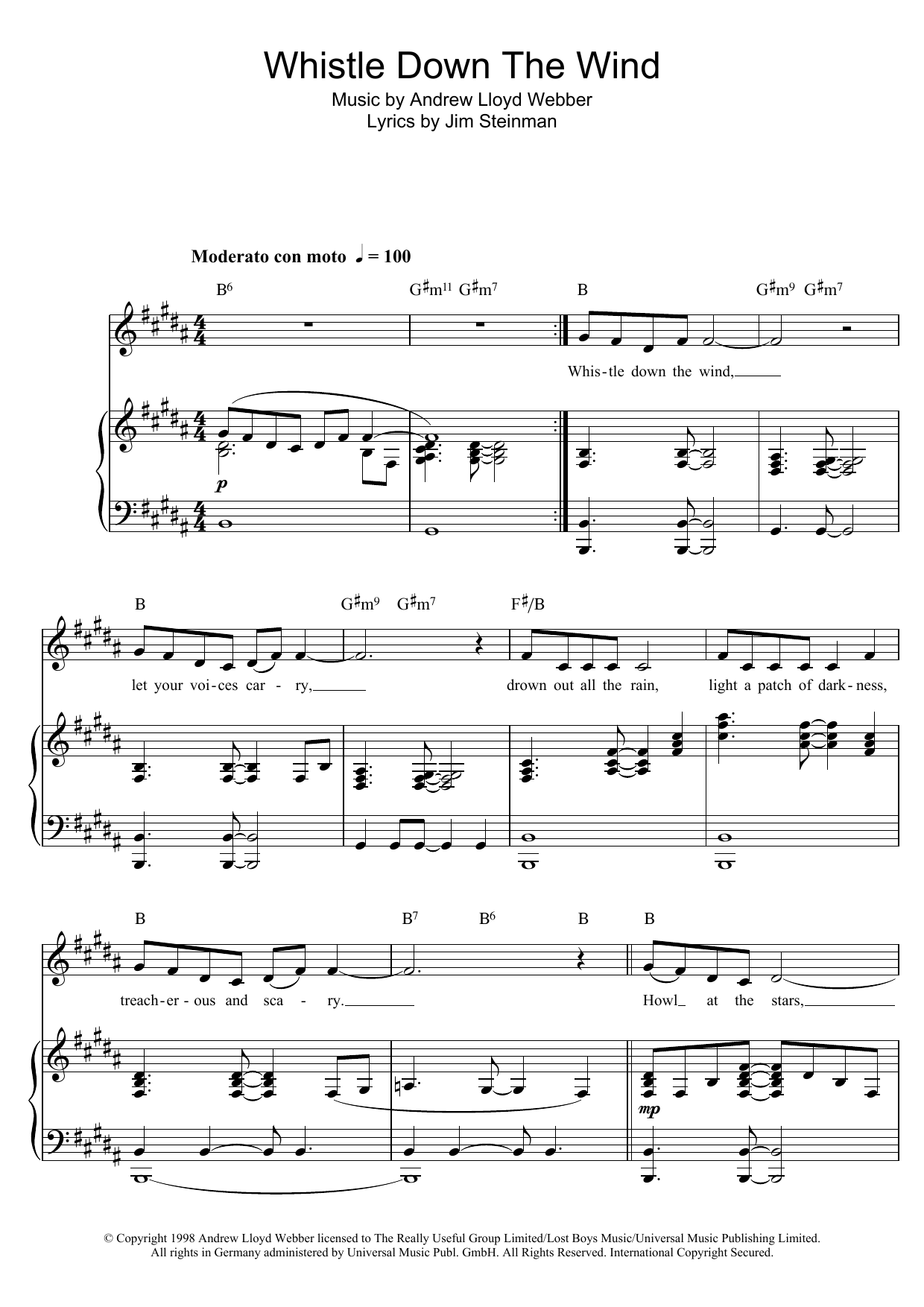 Download Andrew Lloyd Webber Whistle Down The Wind Sheet Music
