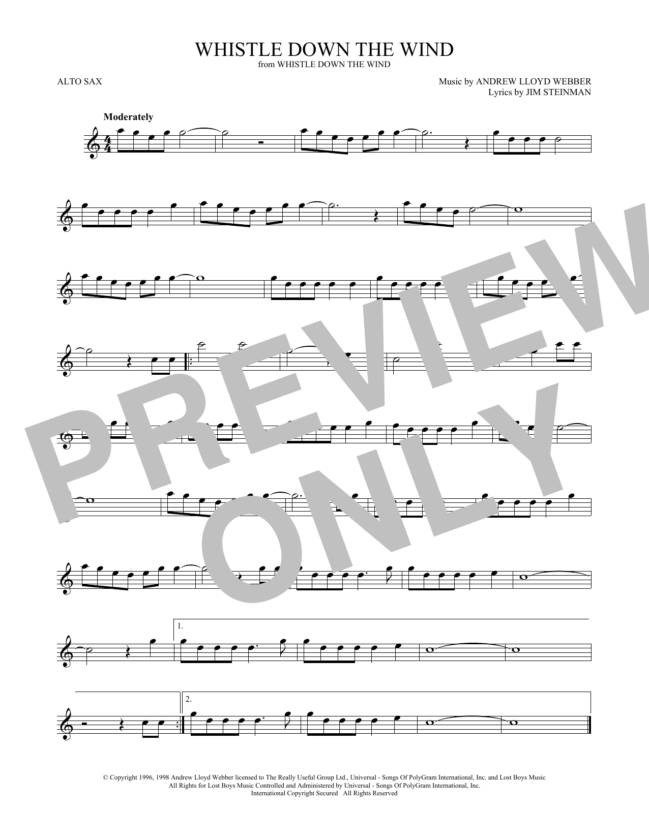 Download Andrew Lloyd Webber Whistle Down The Wind Sheet Music