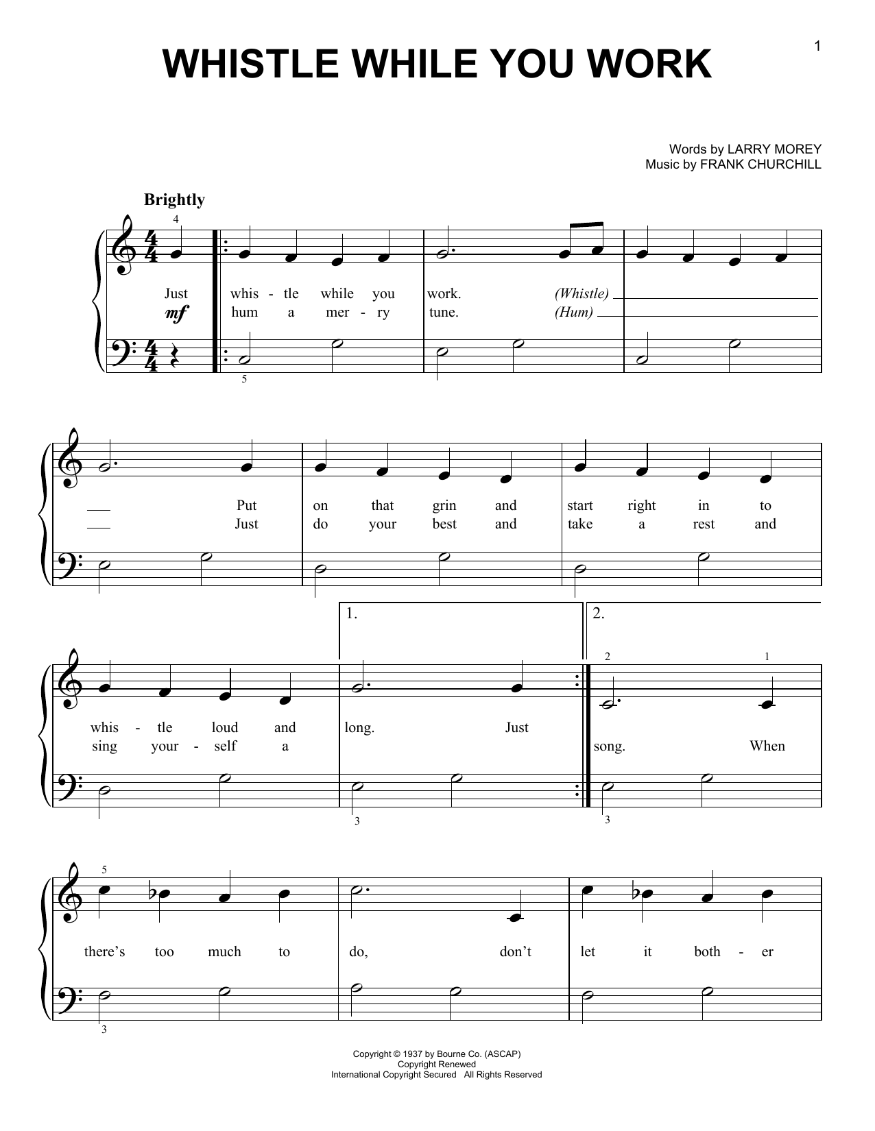 Download Frank Churchill Whistle While You Work Sheet Music