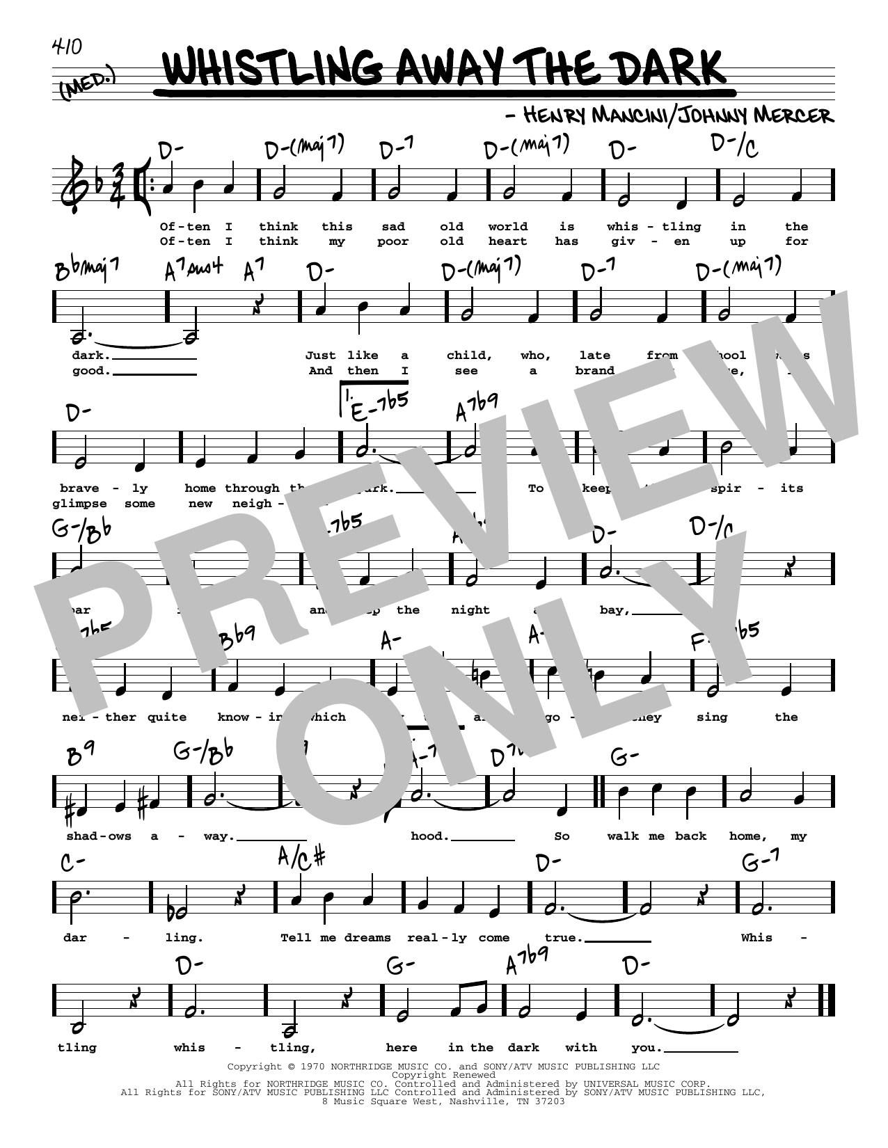 Johnny Mercer Whistling Away The Dark (Low Voice) sheet music notes printable PDF score