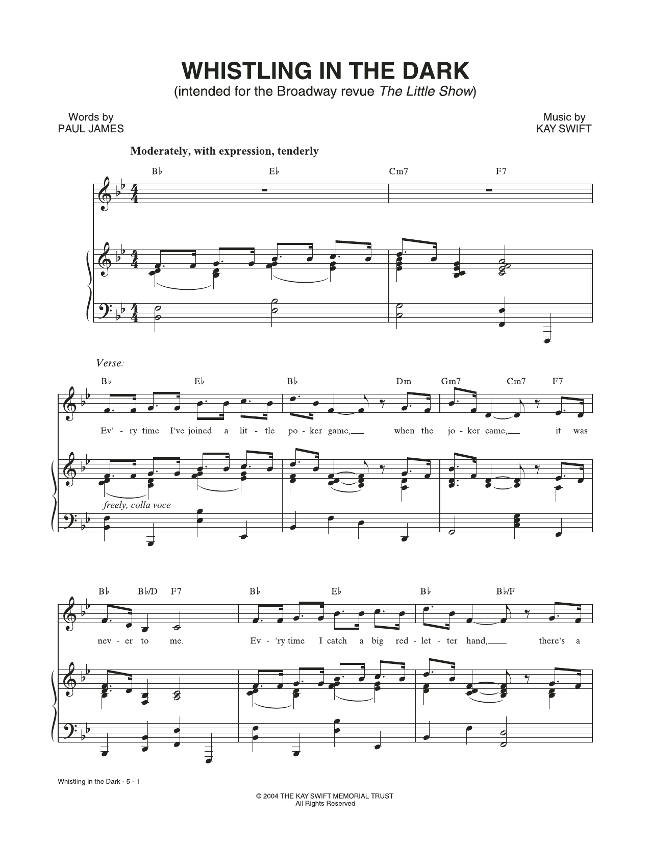Download Kay Swift & Paul James Whistling In The Dark (from The Little Sheet Music
