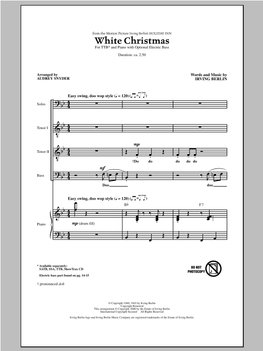 Download Irving Berlin White Christmas (arr. Audrey Snyder) Sheet Music