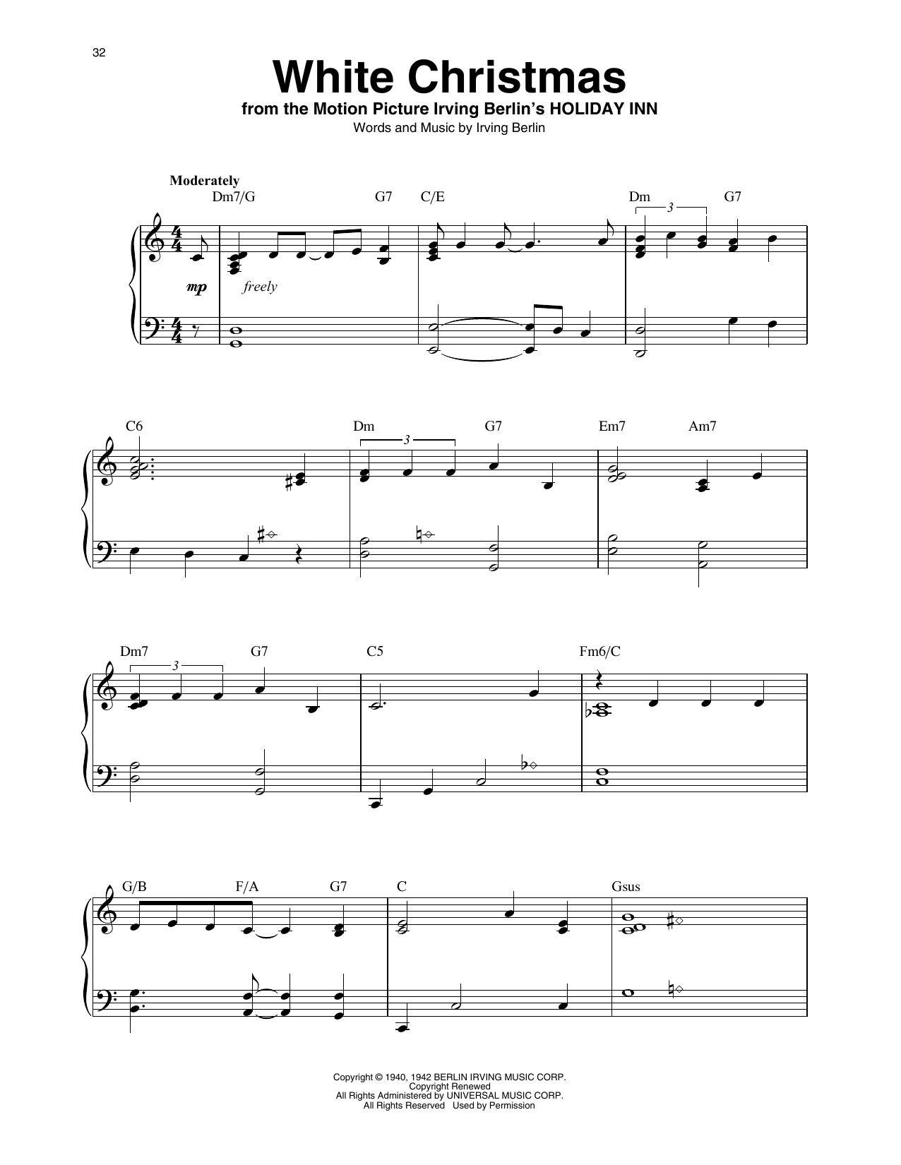 Bing Crosby White Christmas (arr. Maeve Gilchrist) sheet music notes printable PDF score