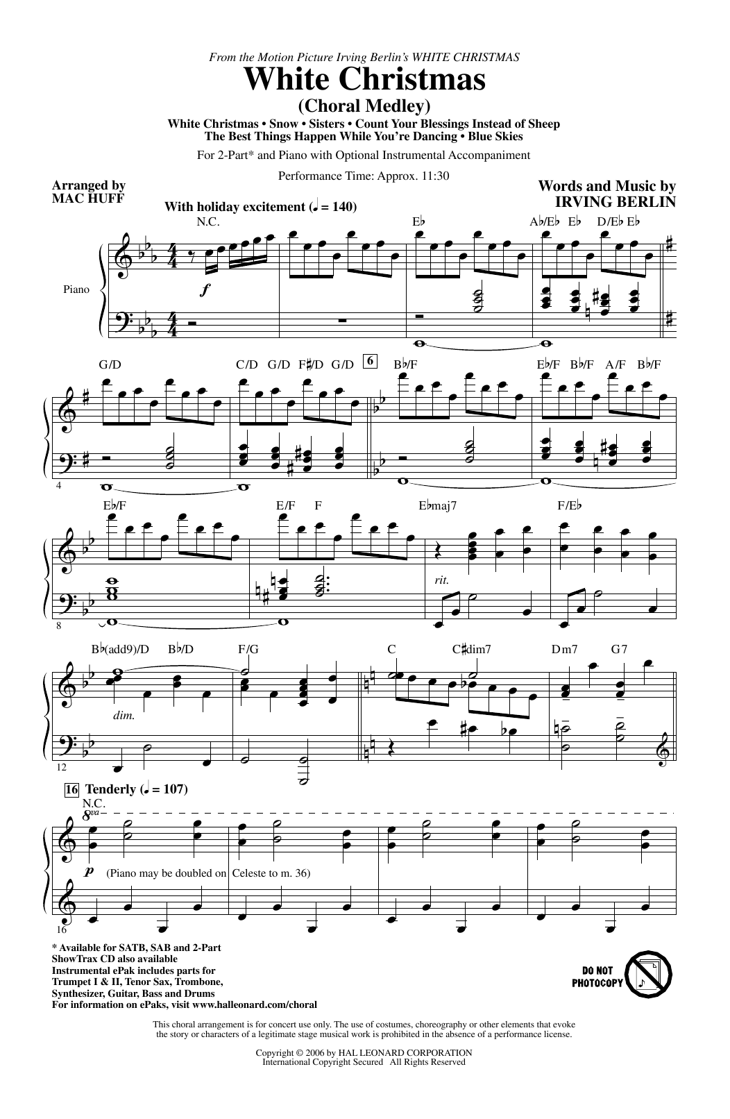 Download Irving Berlin White Christmas (Choral Medley) (arr. M Sheet Music