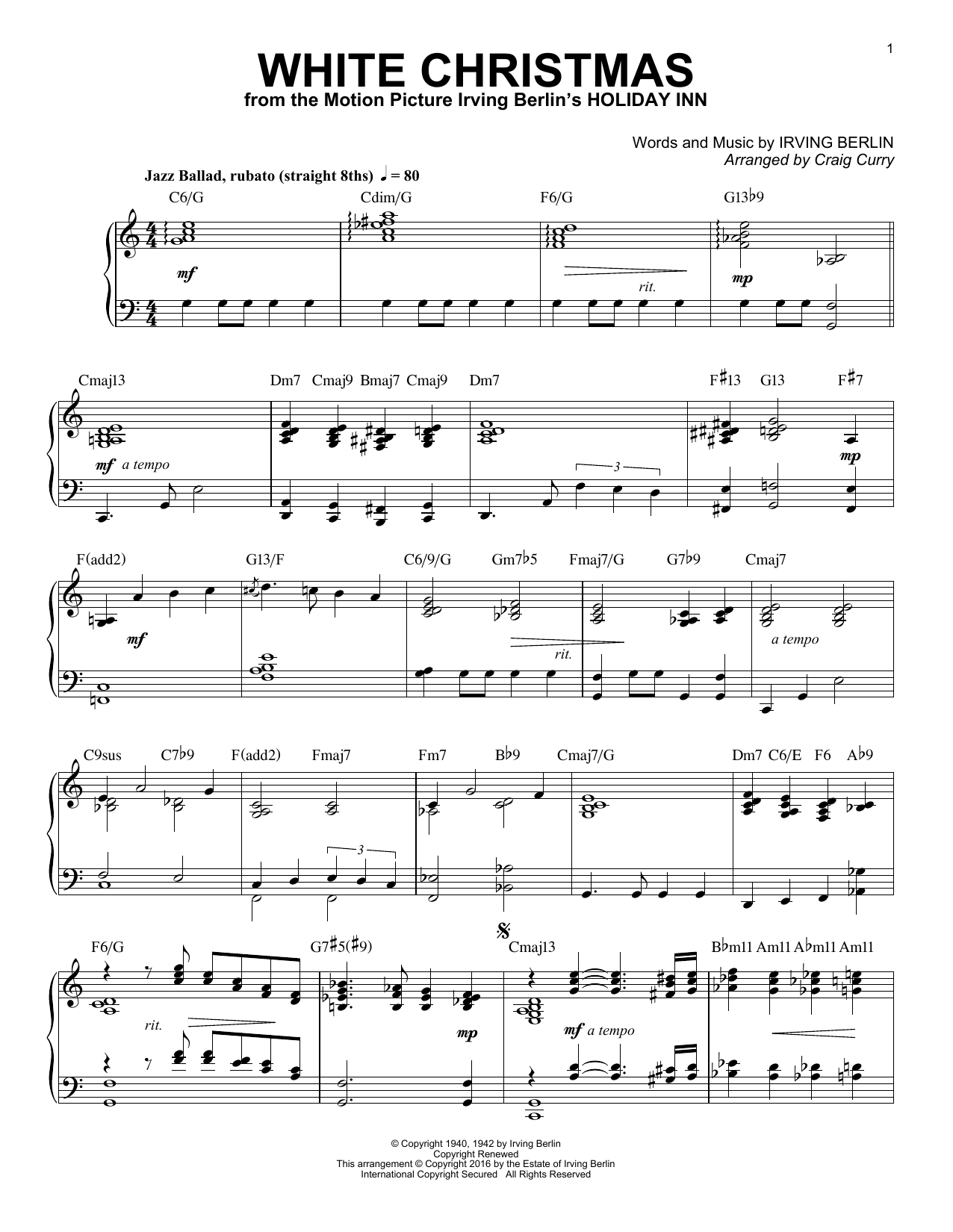 Download Craig Curry White Christmas Sheet Music