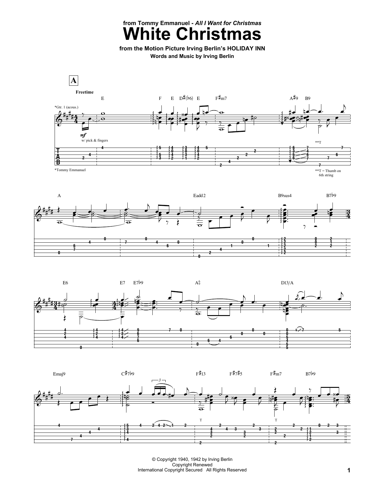 Download Tommy Emmanuel White Christmas Sheet Music
