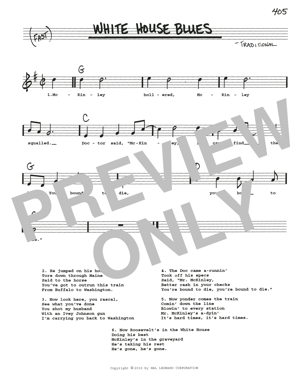 Download Traditional White House Blues Sheet Music