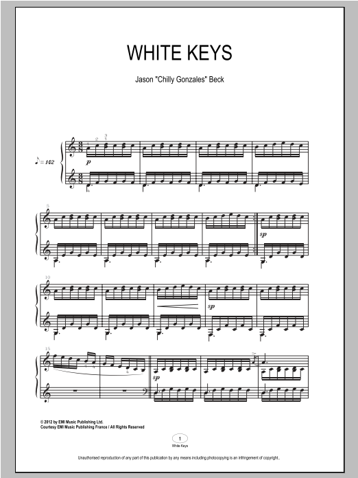 Download Chilly Gonzales White Keys Sheet Music