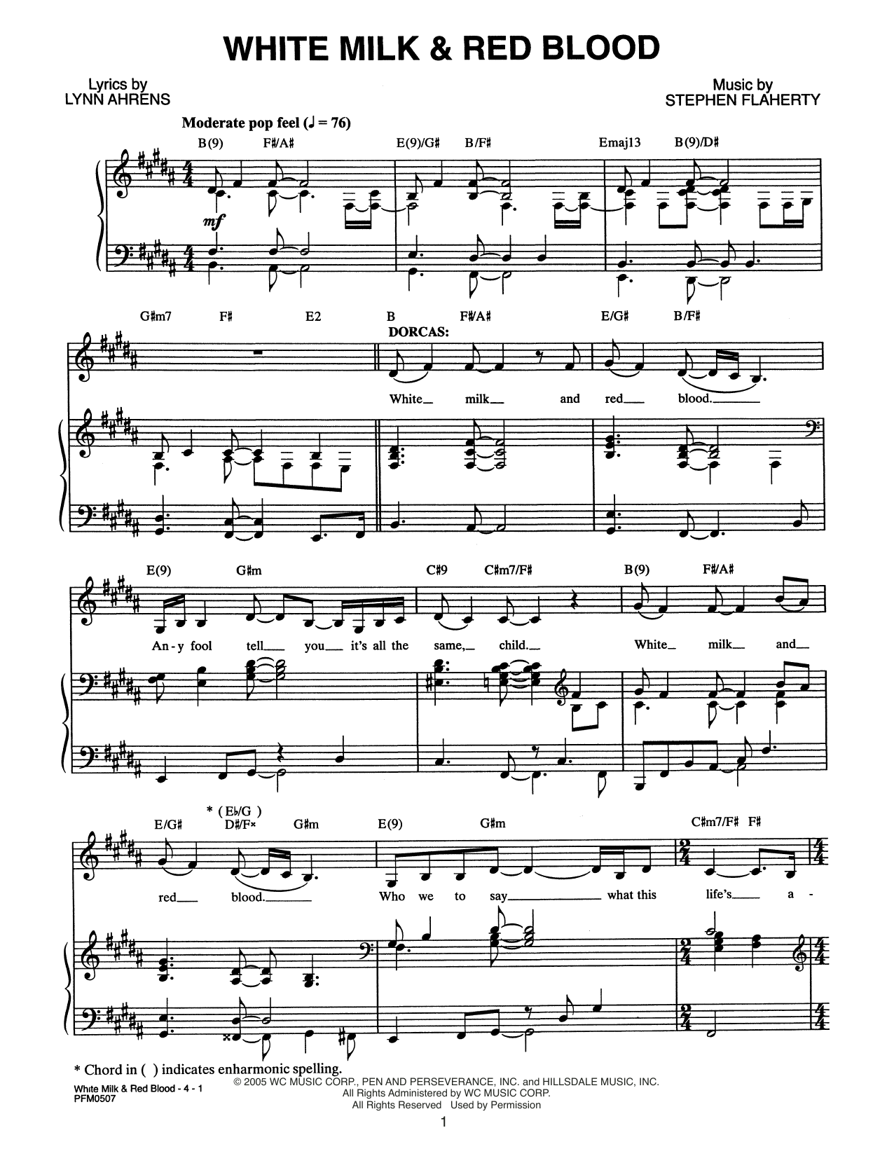 Download Lynn Ahrens and Stephen Flaherty White Milk & Red Blood (from Dessa Rose Sheet Music