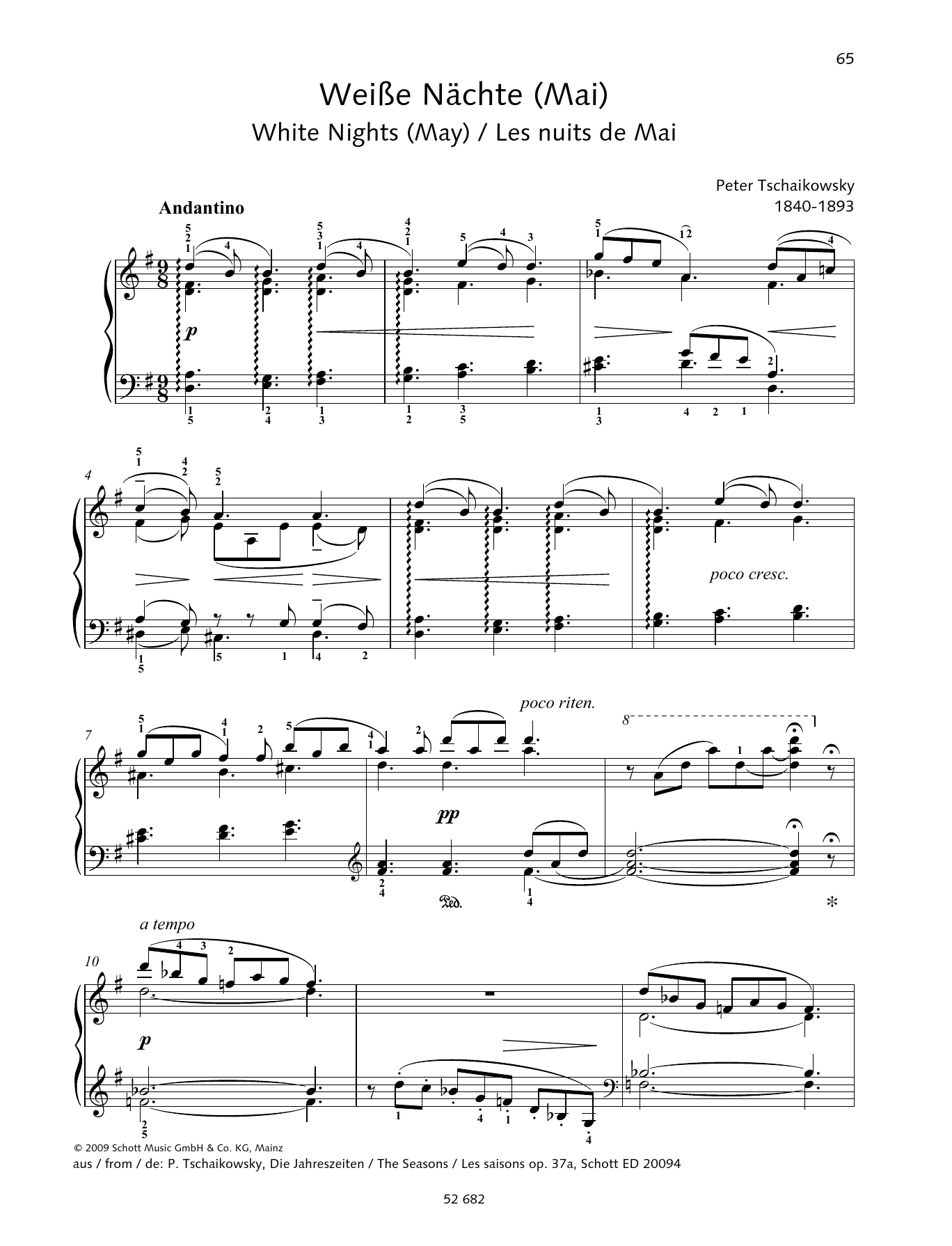 Download Pyotr Il'yich Tchaikovsky White Nights (May) Sheet Music