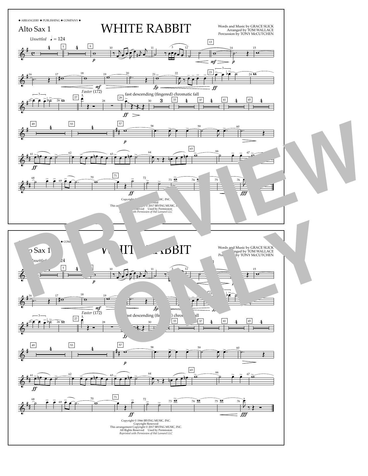 Download Tom Wallace White Rabbit - Alto Sax 1 Sheet Music