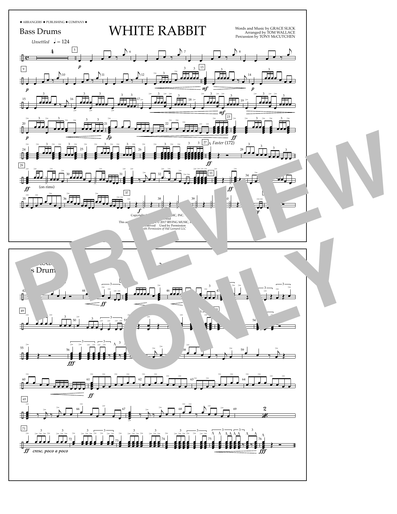 Download Tom Wallace White Rabbit - Bass Drums Sheet Music