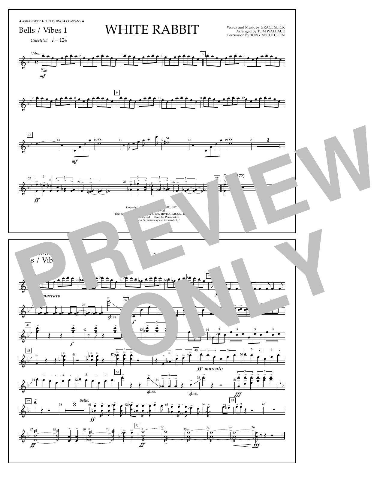 Download Tom Wallace White Rabbit - Bells/Vibes 1 Sheet Music