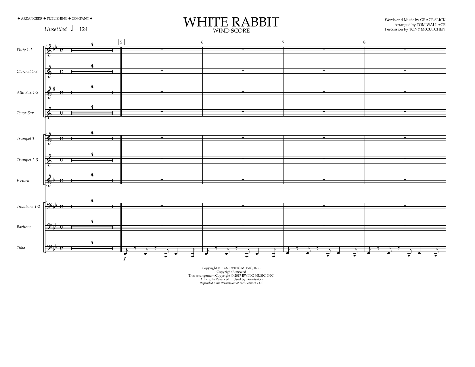 Download Tom Wallace White Rabbit - Wind Score Sheet Music