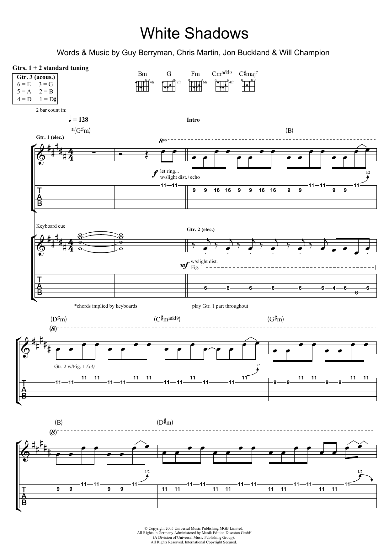 Download Coldplay White Shadows Sheet Music