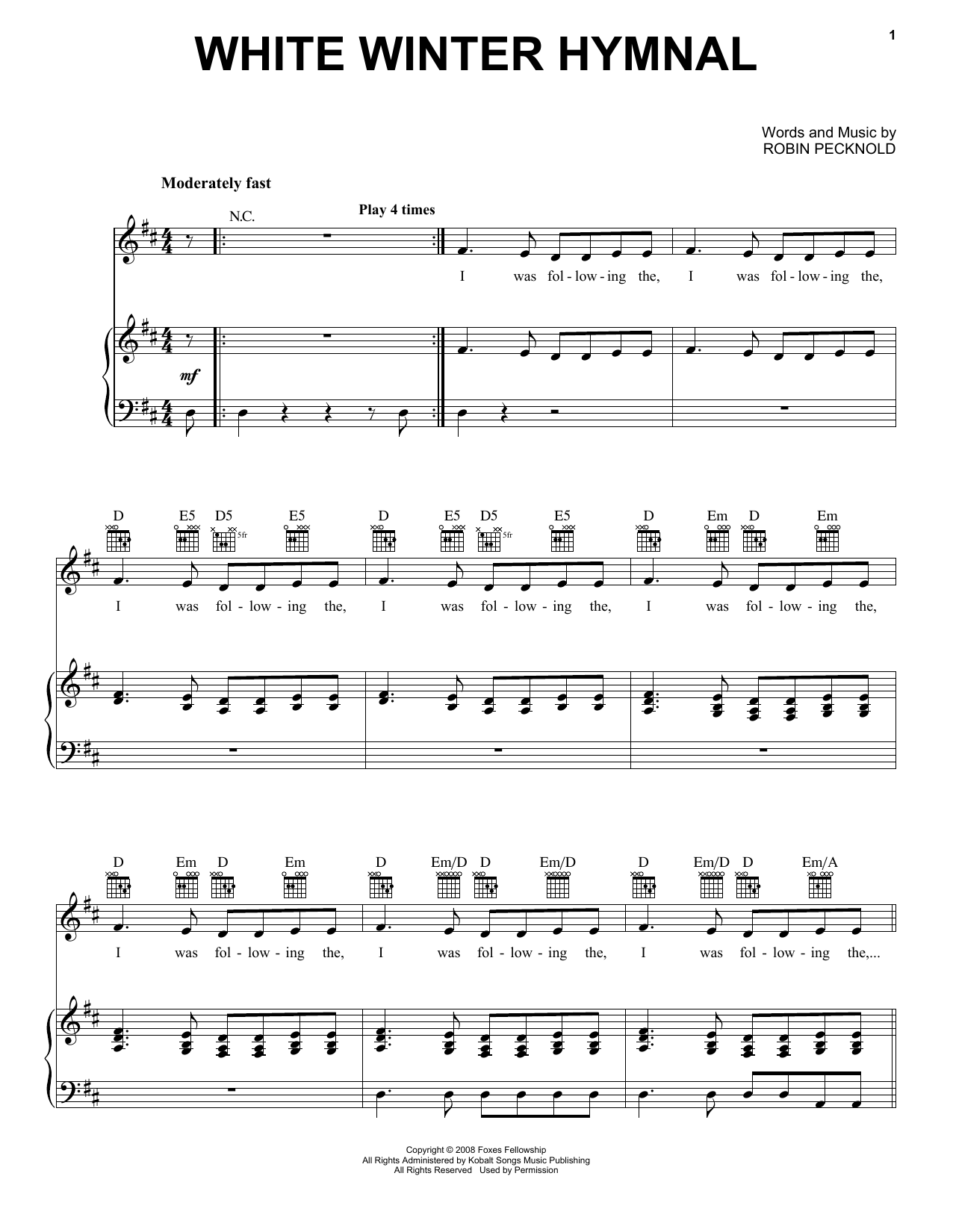 Download Pentatonix White Winter Hymnal Sheet Music