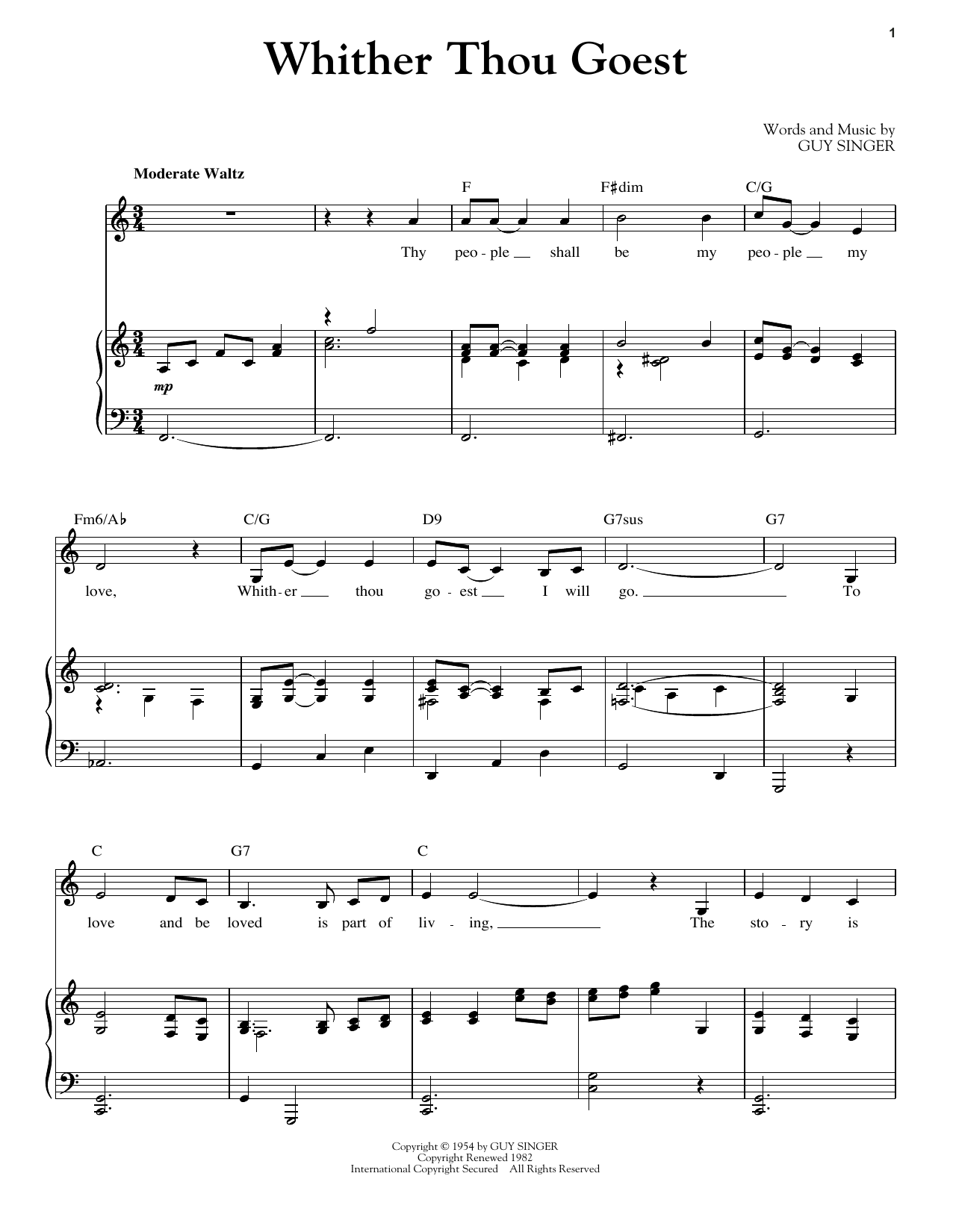 Download Guy Singer Whither Thou Goest Sheet Music