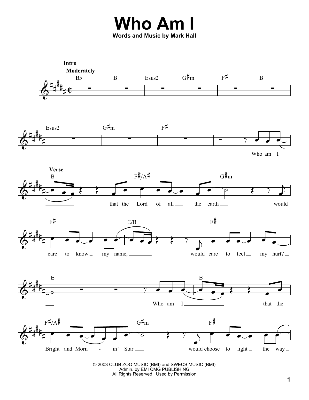 Download Casting Crowns Who Am I Sheet Music
