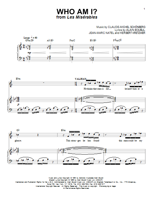 Download Boublil and Schonberg Who Am I? Sheet Music