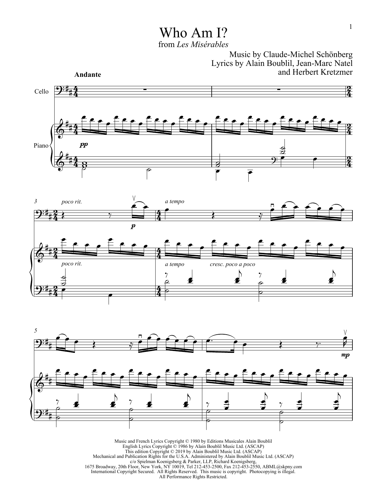 Download Boublil and Schonberg Who Am I? (from Les Miserables) Sheet Music