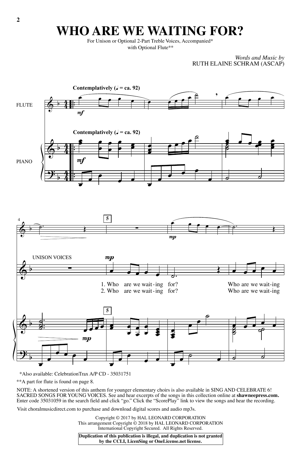 Download Ruth Elaine Schram Who Are We Waiting For? Sheet Music