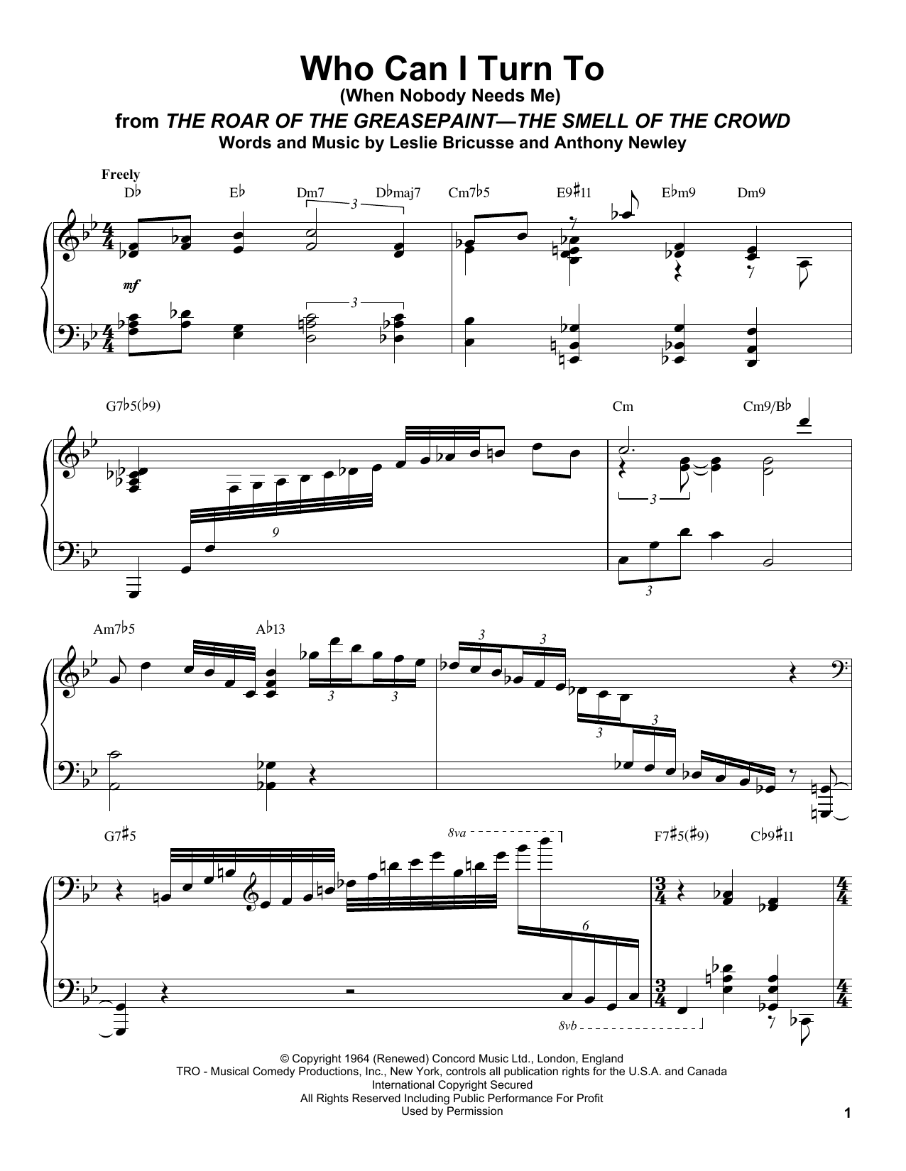 Download Oscar Peterson Who Can I Turn To (When Nobody Needs Me Sheet Music