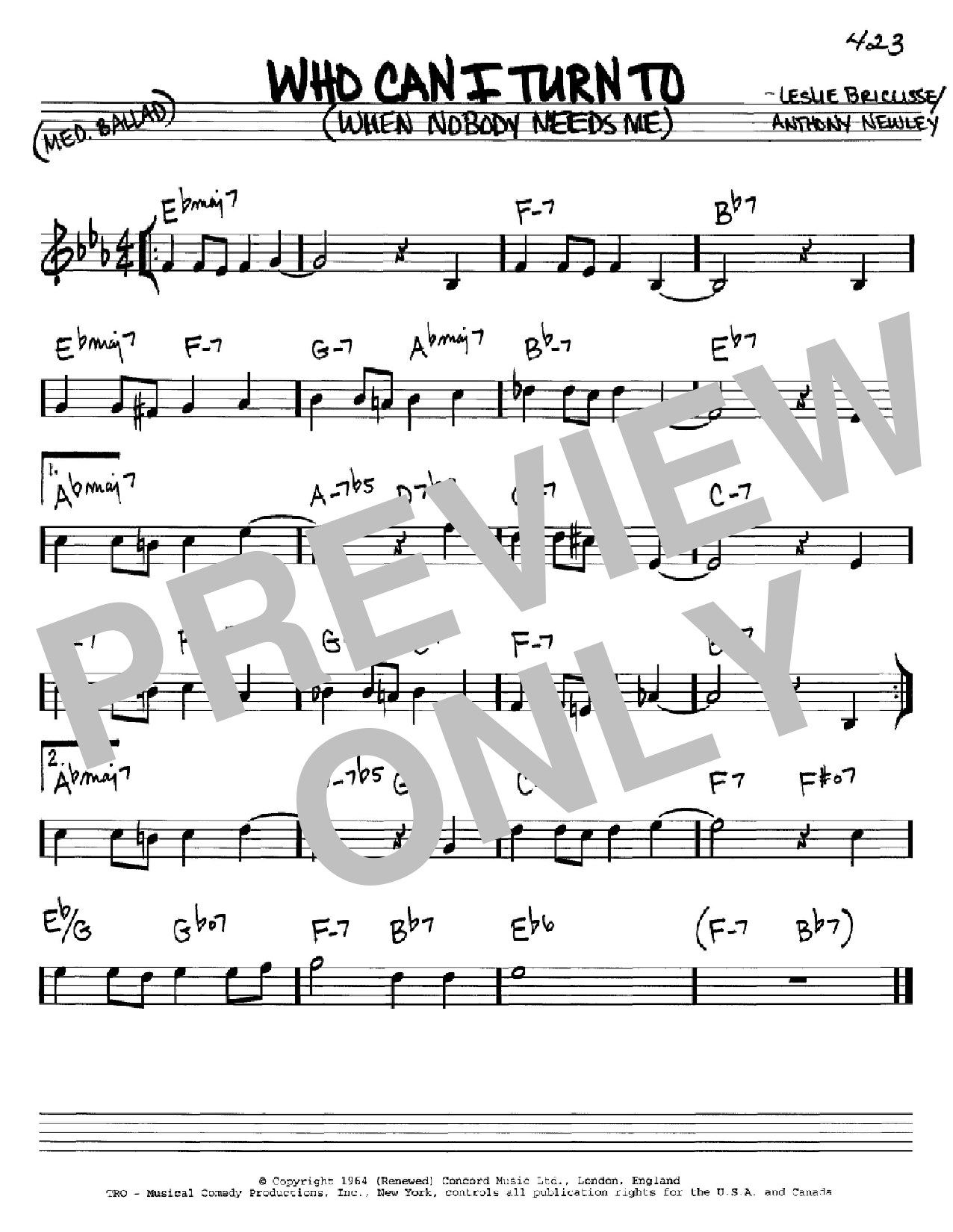 Download Tony Bennett Who Can I Turn To (When Nobody Needs Me Sheet Music