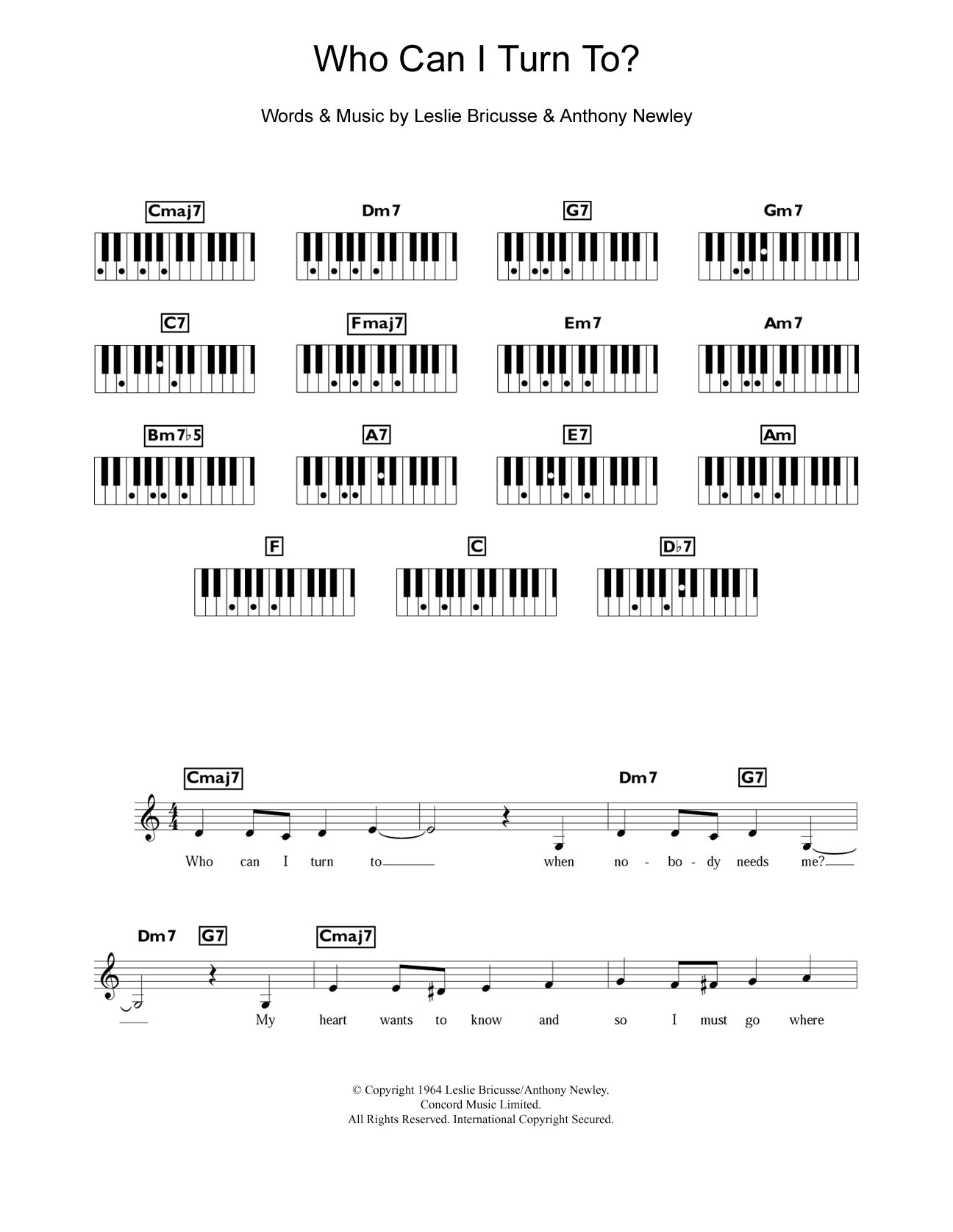 Download Tony Bennett Who Can I Turn To? Sheet Music
