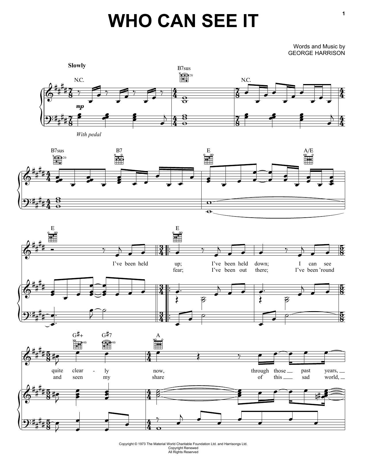 Download George Harrison Who Can See It Sheet Music