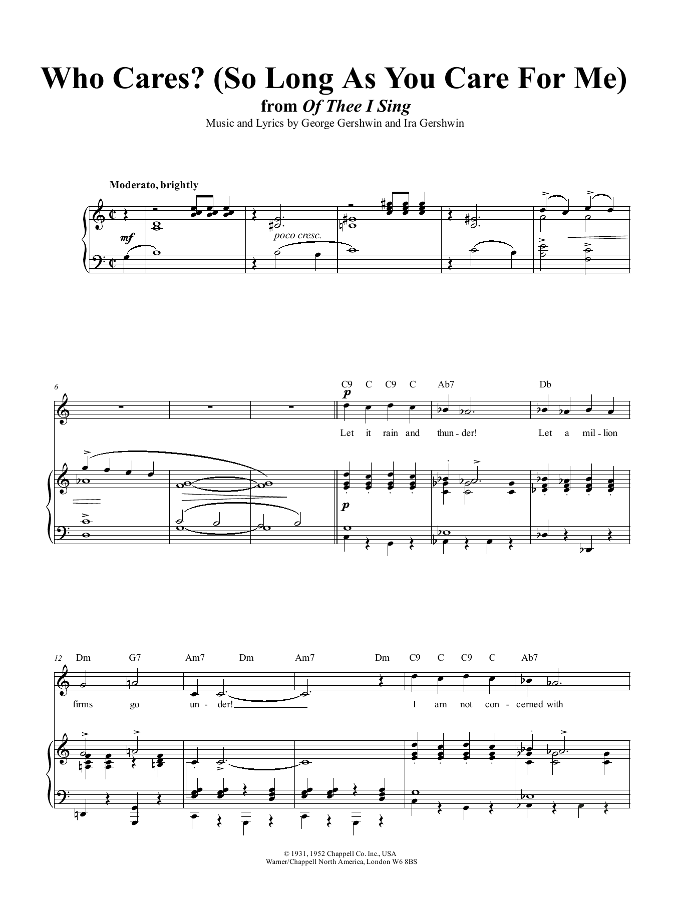 Download George Gershwin Who Cares? (So Long As You Care For Me) Sheet Music