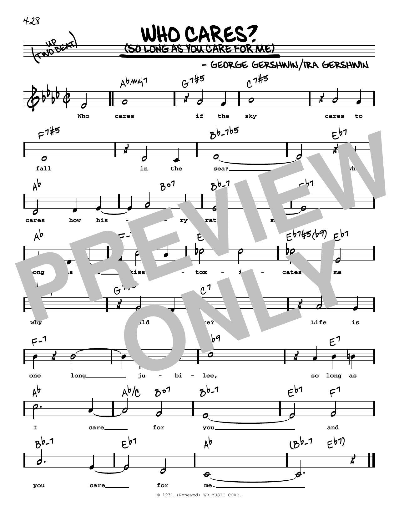 Download George Gershwin & Ira Gershwin Who Cares? (So Long As You Care For Me) Sheet Music
