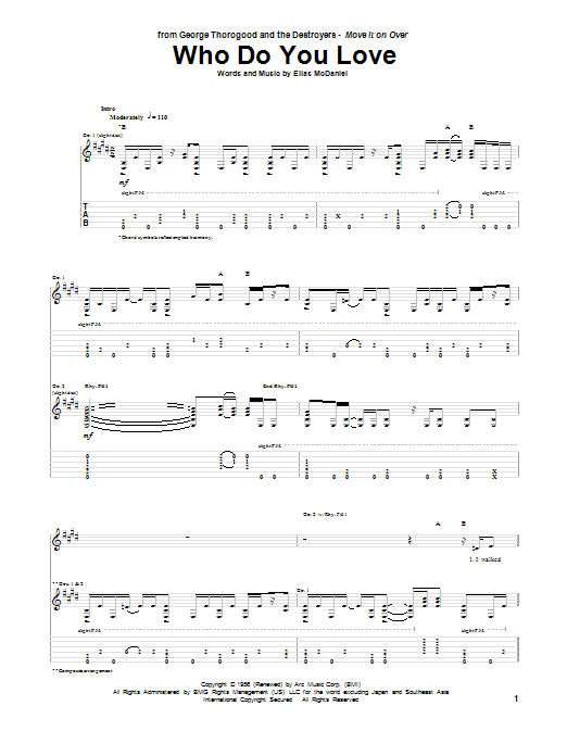 Download George Thorogood Who Do You Love Sheet Music
