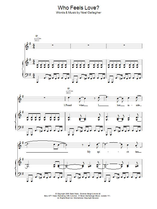 Download Oasis Who Feels Love? Sheet Music