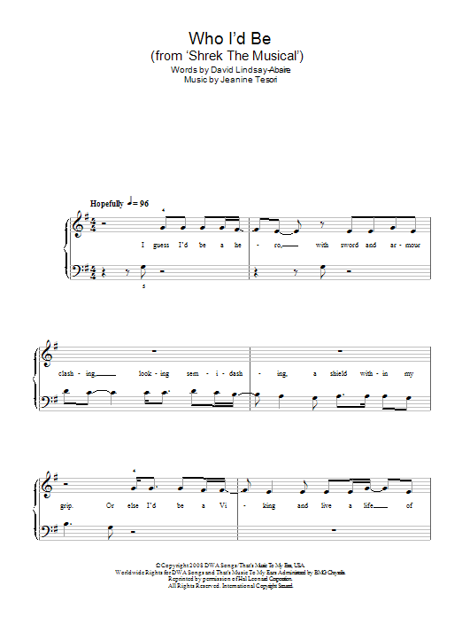 Download Jeanine Tesori Who I'd Be (from 'Shrek The Musical') Sheet Music