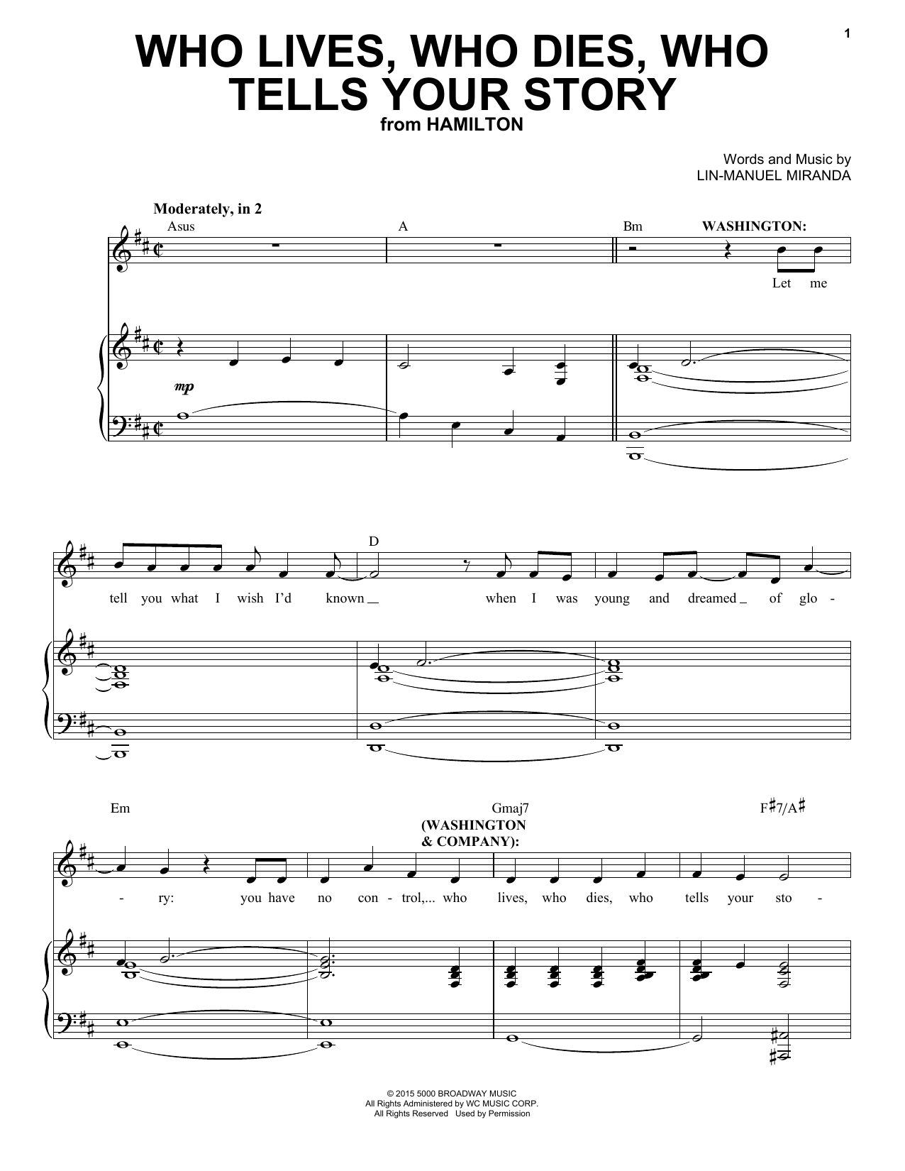 Download Lin-Manuel Miranda Who Lives, Who Dies, Who Tells Your Sto Sheet Music