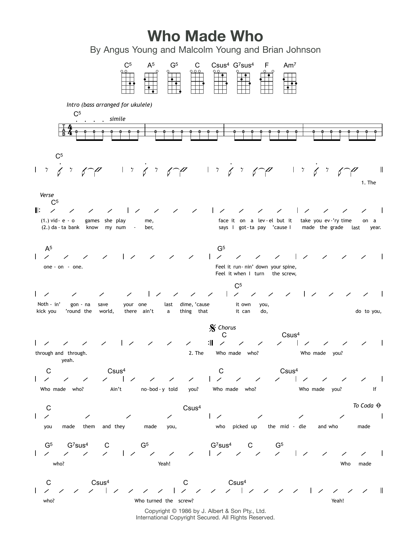 Download AC/DC Who Made Who Sheet Music