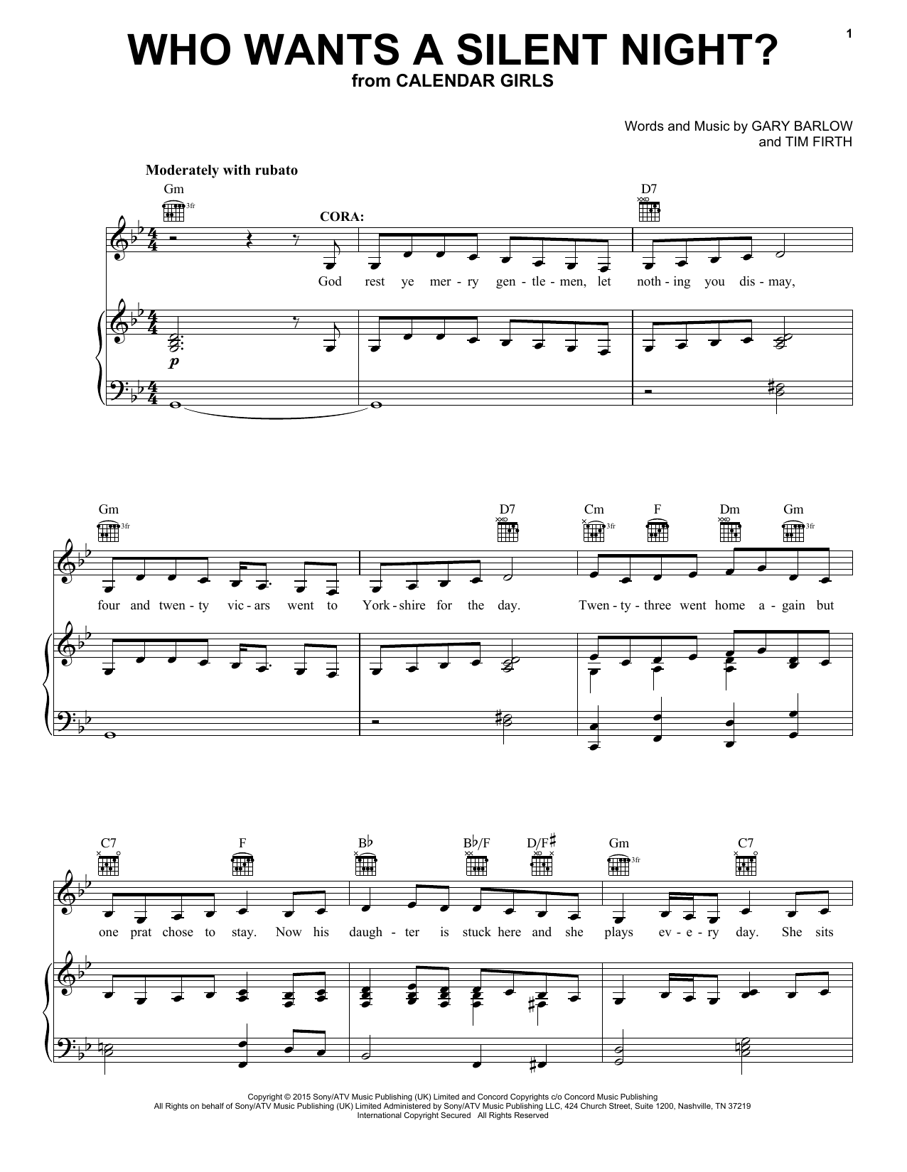 Download Gary Barlow and Tim Firth Who Wants A Silent Night? (from Calenda Sheet Music