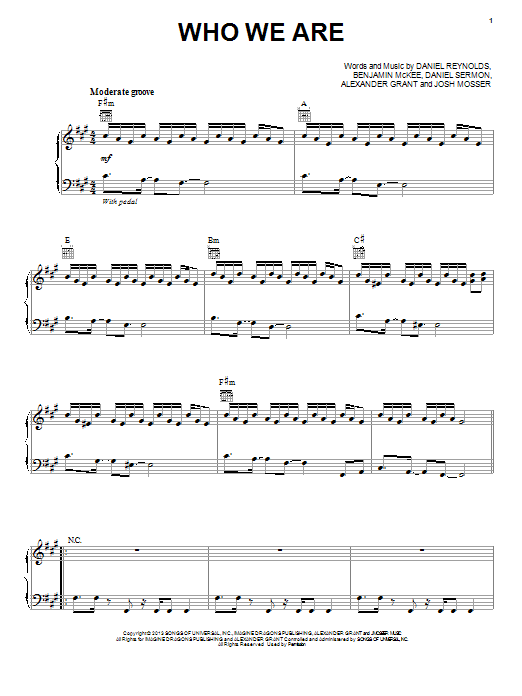 Download Imagine Dragons Who We Are Sheet Music