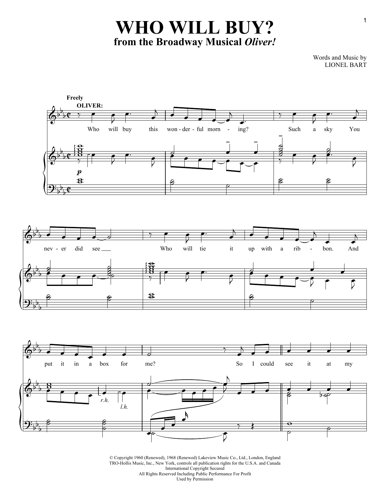 Download Lionel Bart Who Will Buy? Sheet Music