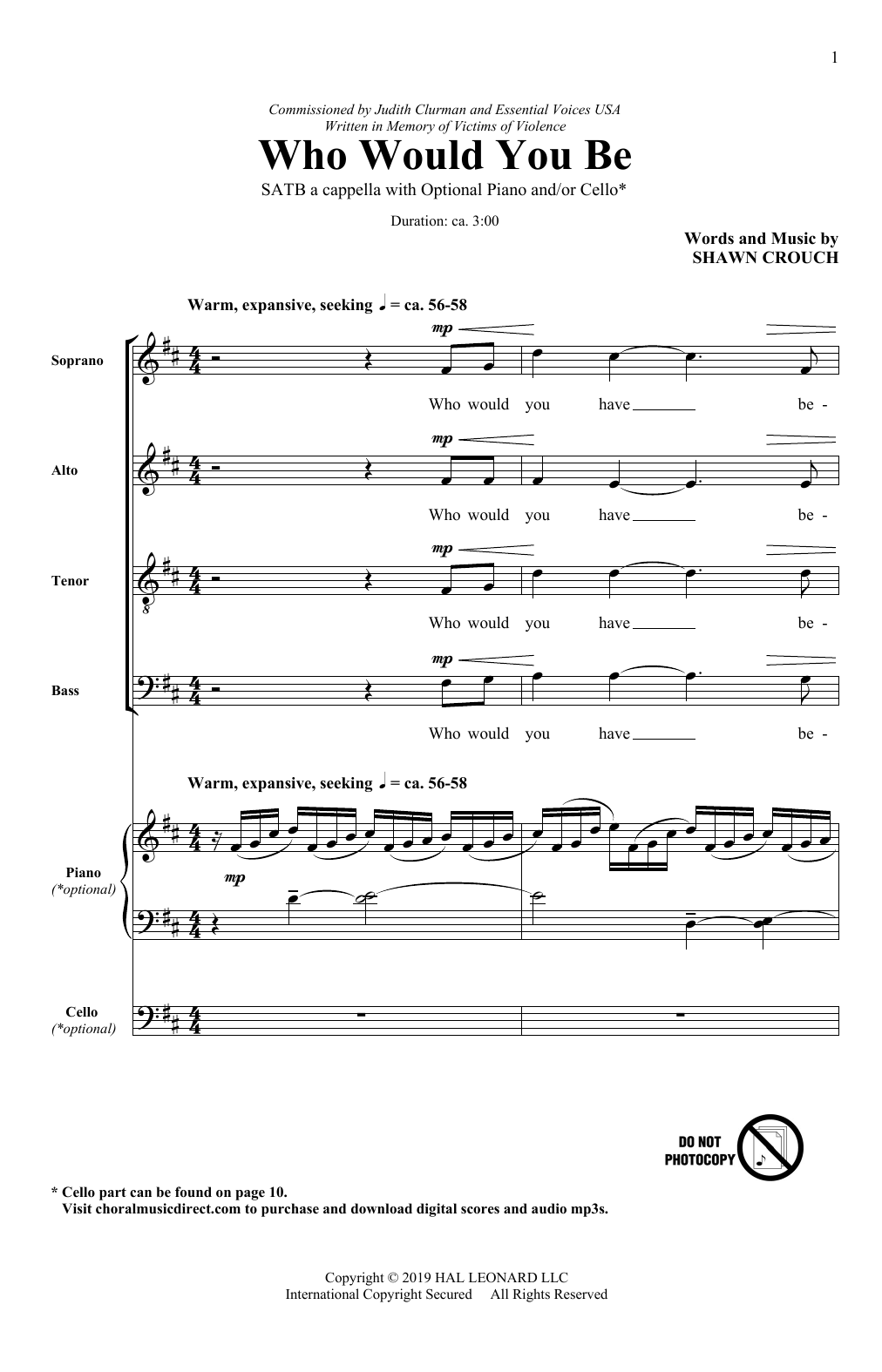 Download Shawn Crouch Who Would You Be? Sheet Music