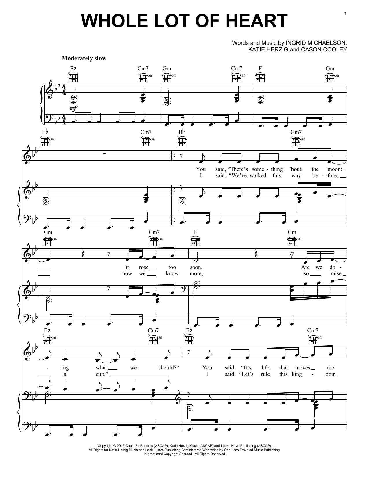 Download Ingrid Michaelson Whole Lot Of Heart Sheet Music