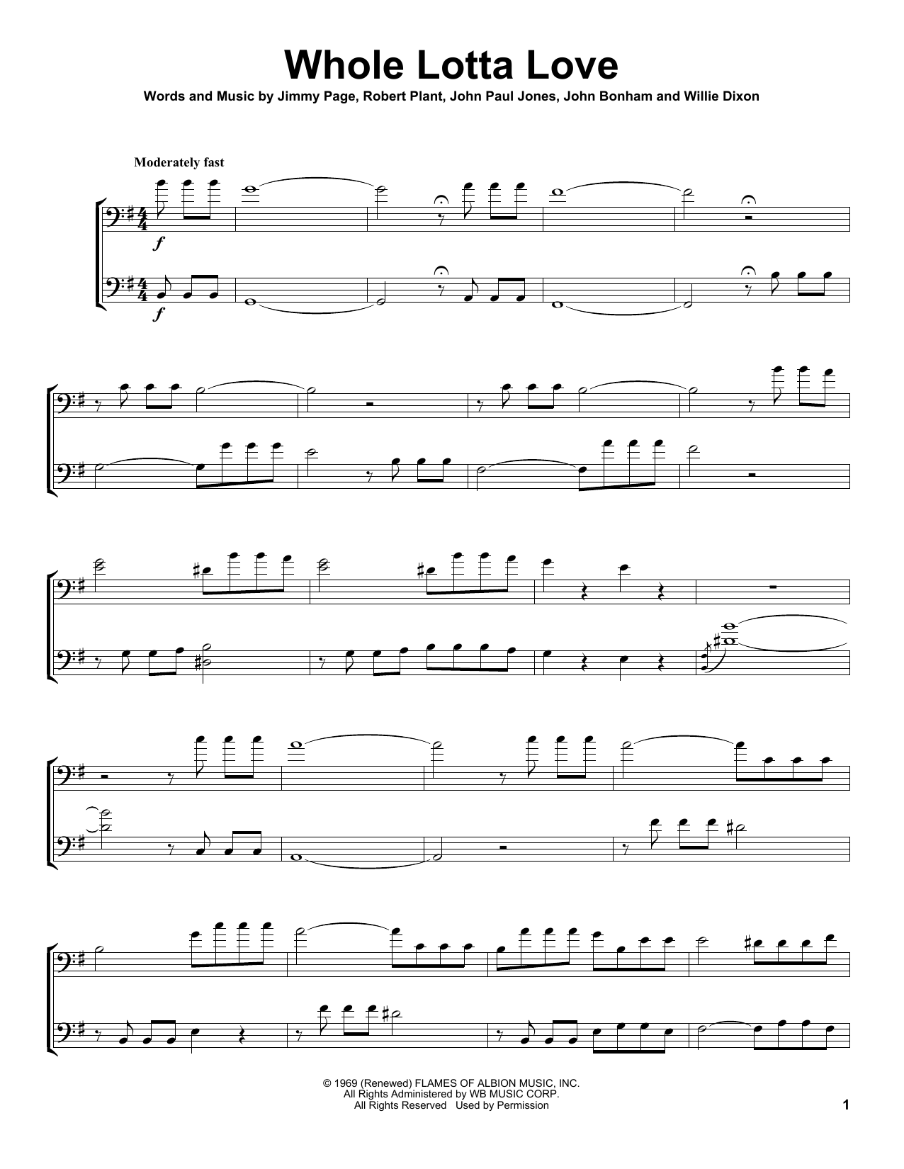 Download 2Cellos Whole Lotta Love Sheet Music