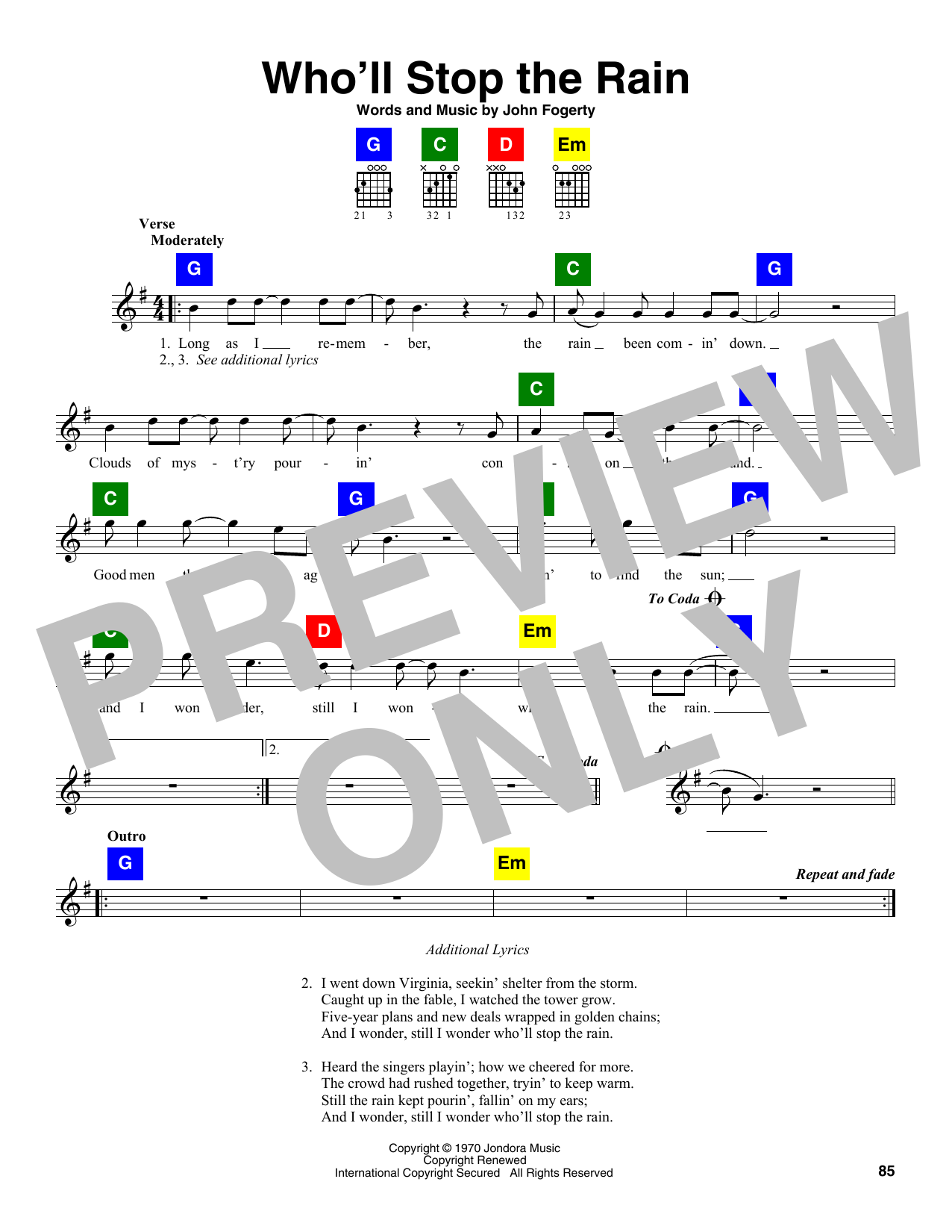 Download Creedence Clearwater Revival Who'll Stop The Rain Sheet Music