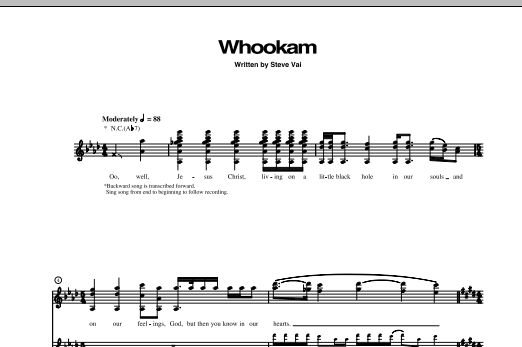 Download Steve Vai Whookam Sheet Music