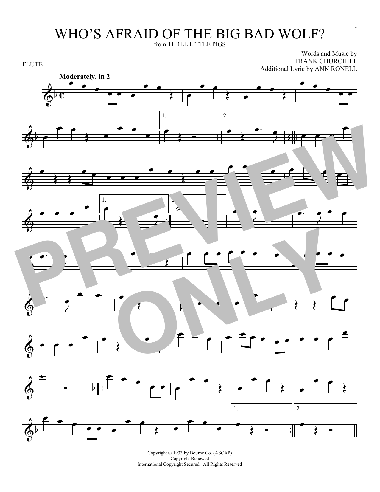 Download Frank Churchill Who's Afraid Of The Big Bad Wolf? Sheet Music