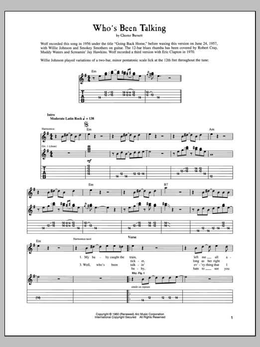 Download Howlin' Wolf Who's Been Talking Sheet Music