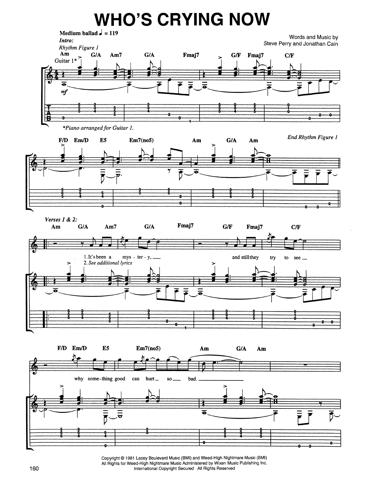 Download Journey Who's Crying Now Sheet Music